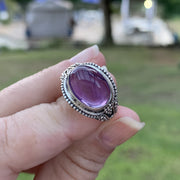 Anel Ametista Natural Oval, Prata 925